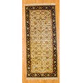 Indo Hand-knotted Ivory/ Black Mahal Wool Rug (4'1 x 9'5)