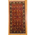 Indo Hand-knotted Burgundy/ Green Mahal Wool Rug (4' x 8')