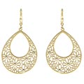 Kate Bissett 14k Yellow Gold Overlay Inscribed Oval Drop Earrings