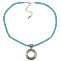 Southwest Moon Sterling Silver Turquoise Bead Circle Necklace
