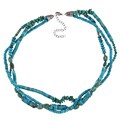 Southwest Moon Sterling Silver 3-strand Turquoise Necklace