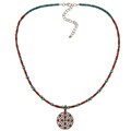 Southwest Moon Sterling Silver Coral and Turquoise Bead Necklace