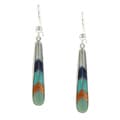 Southwest Moon Sterling Silver Feather Dangle Earrings