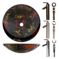 Geyser Tempered Glass Black/ Multi Bathroom Vessel Sink Faucet Combo