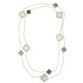 La Preciosa Silver Mother of Pearl and Abalone Clover 40-inch Necklace