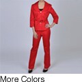 Signature by Larry Levine Women's Notched Spread Collar Jacket Pant Suit
