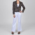 Signature by Larry Levine Women's Brown/White Chain Link Jacket Pant Suit
