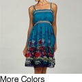 Jessica Taylor Women's Pleated Smocked Spaghetti Strap Dress