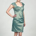 Ignite Evenings Women's Green Beaded Cap-sleeve Dress