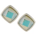 Southwest Moon Sterling Silver Gemstone Square Stud Earrings