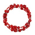 Southwest Moon Sterling Silver Red Coral Wrap Bracelet