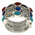 Southwest Moon Silver Multi-gemstone Stackable Rings (Set of 3)
