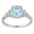 Viducci 10k White Gold Blue Topaz and 1/10ct TDW Diamond Ring (G-H, I1-I2)