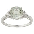 Viducci 10k White Gold Green Amethyst and 1/10ct TDW Diamond Ring (G-H, I1-I2)