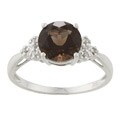 Viducci 10k White Gold Smokey Quartz and 1/10ct TDW Diamond Ring (G-H, I1-I2)