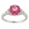 Viducci 10k White Gold Pink Topaz and 1/10ct TDW Diamond Ring (G-H, I1-I2)