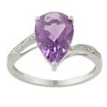 Viducci 10k White Gold Amethyst and Diamond Ring