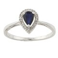 Viducci 10k White Gold Sapphire and 1/10ct TDW Diamond Ring (G-H, I1-I2)