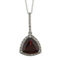 Viducci 10k Gold Garnet and 1/10ct TDW Diamond Necklace (G-H, I1-I2)