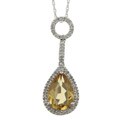 Viducci 10k Gold Citrine and 1/6ct TDW Diamond Necklace (G-H, I1-I2)