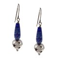 Southwest Moon Sterling Silver Lapis and Star Cutout Bead Earrings