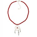 Southwest Moon Sterling Silver Red Coral Dream Catcher Necklace