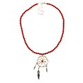 Southwest Moon Sterling Silver Red Coral Dream Catcher Necklace