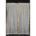 Cream 84-inch Rod Pocket Sheer Sari Curtain Panel Pair (India)