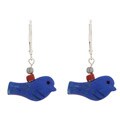 Southwest Moon Sterling Silver Lapis Bird Leverback Earrings