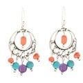 Southwest Moon Sterling Silver Multi-gemstone Chandelier Earrings