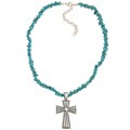 Southwest Moon Sterling Silver Turquoise and Cross Necklace