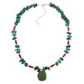 Southwest Moon Sterling Silver Turquoise and Coral Necklace