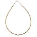 Kabella Silver and Steel White Freshwater Pearl Necklace (10-11 mm)