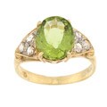 Goldtone Peridot and 1/6ct TDW Diamond Estate Ring (K-L, I1-I2)