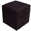 Black Microfiber Storage Ottoman