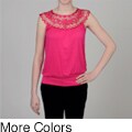 Simply Irresistible Women's Crochet Yoke Banded Bottom Tank Top