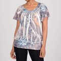 Simply Irresistible Women's Blue Floral Flutter-sleeve Top