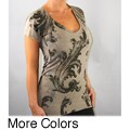 Institute Liberal Women's Luxurious Printed V-neck Knit Top