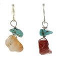 Crystale Silvertone Honey Jade and Turquoise Drop Earrings
