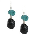 Crystale Onyx and Turquoise Dangle Crystale Earrings
