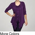 Cable & Gauge Women's 3/4 Sleeve Smocked Shoulder Top