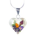 Sterling Silver Rose Bouquet Heart-shaped Necklace (Mexico)