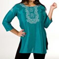 Women's Aqua Thread Embroidered and Sequins Kurti/ Tunic (India)