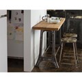 Reclaimed Teak and Metal Console and Tufted Metal Stools Set (India)