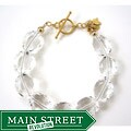 KWJ 14k Goldfill Clear Crystal and Gold Leaf Dangle Bracelet