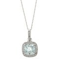14k White Gold Aquamarine and 1/6ct TDW Diamond Necklace (H-I, I1-I2)
