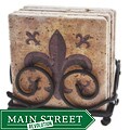 Thirstystone Fleur de Lis Travertine Drink Coaster Set
