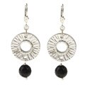 Charming Life Silvertone Onyx Radiant Sun Earrings
