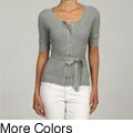 Thea by Chelsea & Theodore Women's Short-sleeve Bubble Smock Cardigan