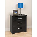 Yaletown Black Wide Locking 3-drawer Night Stand